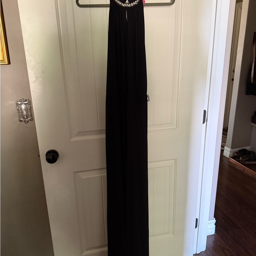Betsey Johnson Black Halter Maxi Gown